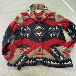 Ralph Lauren Denim Supply Sweater Jacket Womens Med Aztec Shawl Collar Southwest